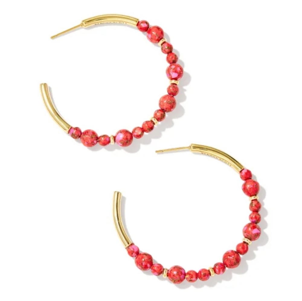 Kendra Scott Jovie Gold Beaded Hoop Earrings - Picture 2 of 6